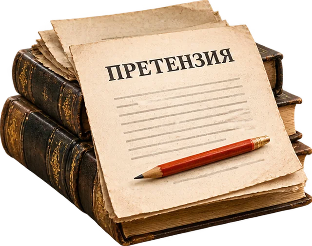 Лист претензии на стопке книг